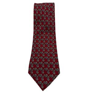 Burberrys of London Mens Silk Tie Burgundy Red Blue Paisley Geometric (TD24) VTG